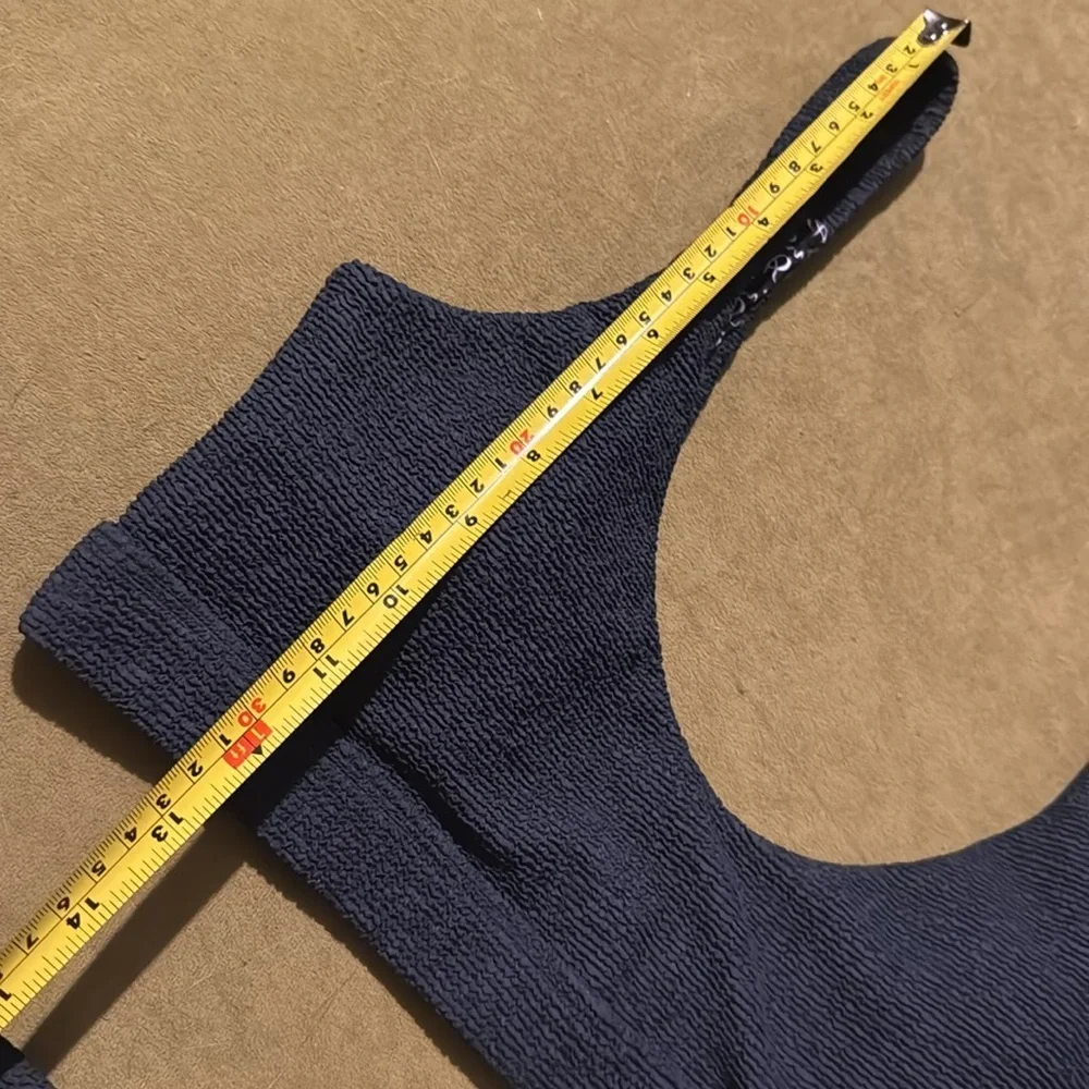 Resin Obsidian Free People Cream Crop Surf Bikini Top(L) Bottom(M) in Navy 52 - Picture 5 of 9
